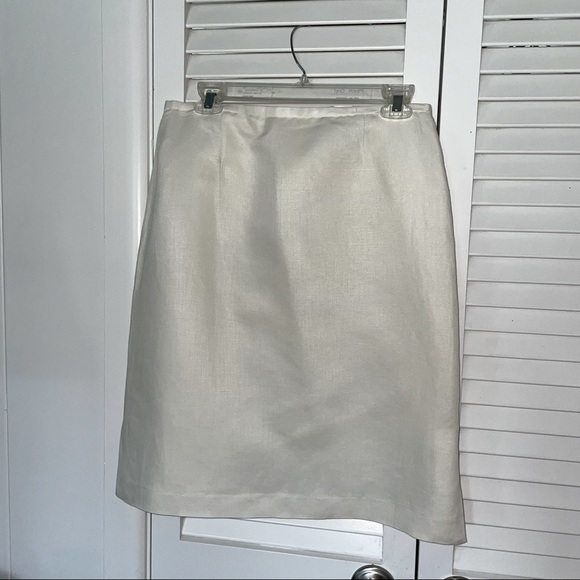Classic Off White Linen Blend Skirt - Picture 1 of 6